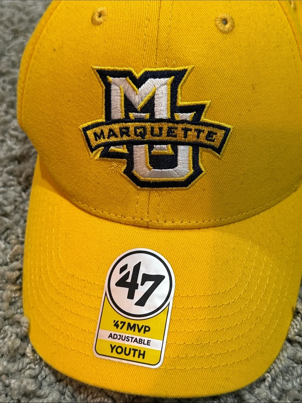 47 Marquette Yellow Embroidered Logo Cap Youth NEW